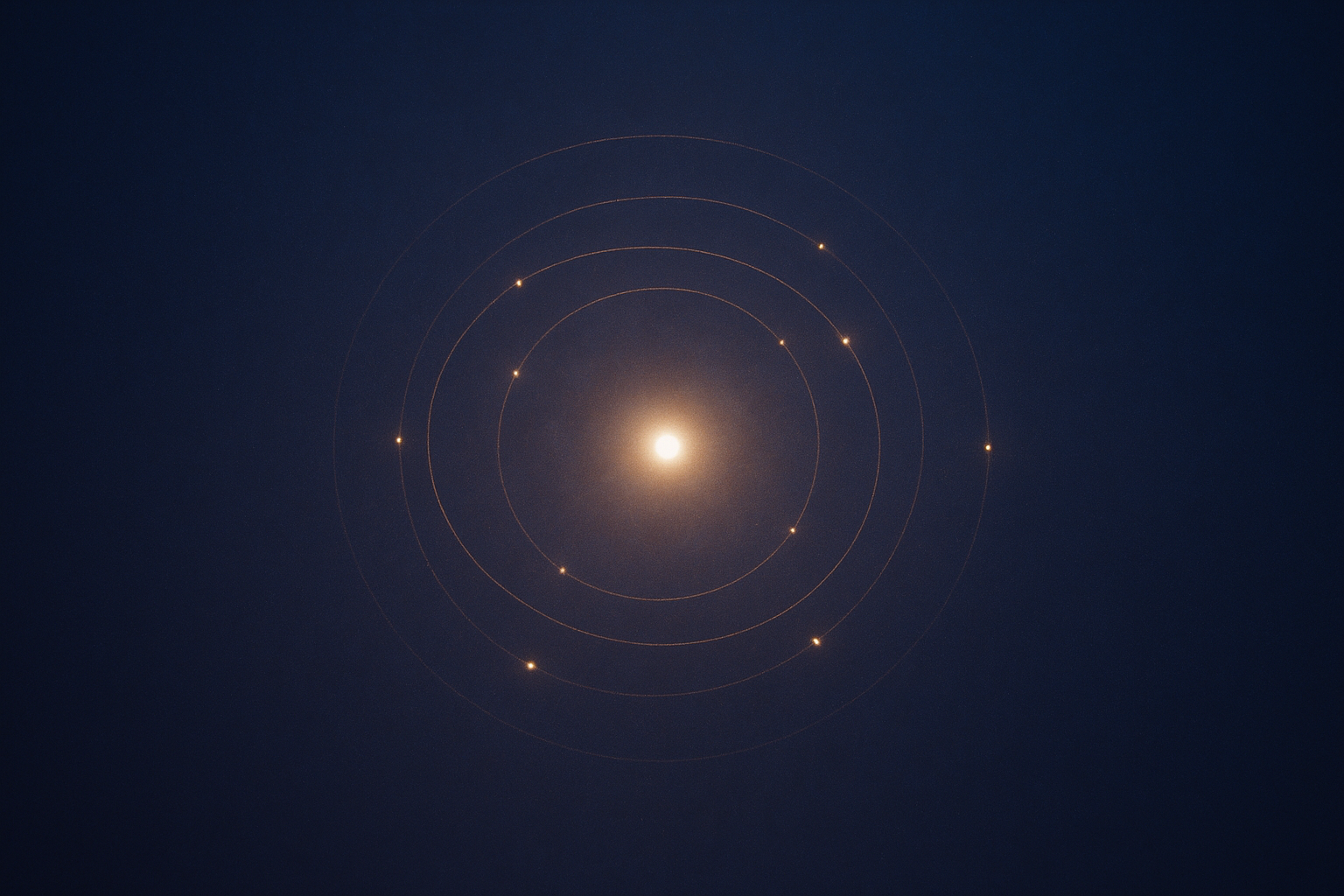 Creator galaxy — a radiant core surrounded by orbiting assets